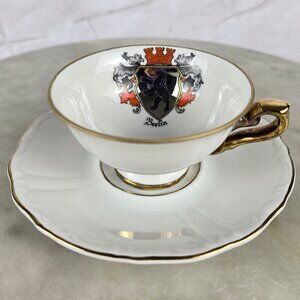 Vintage Gerold Perzellar Bavaria Demitasse Cup and Saucer Coat of Arms Berlin